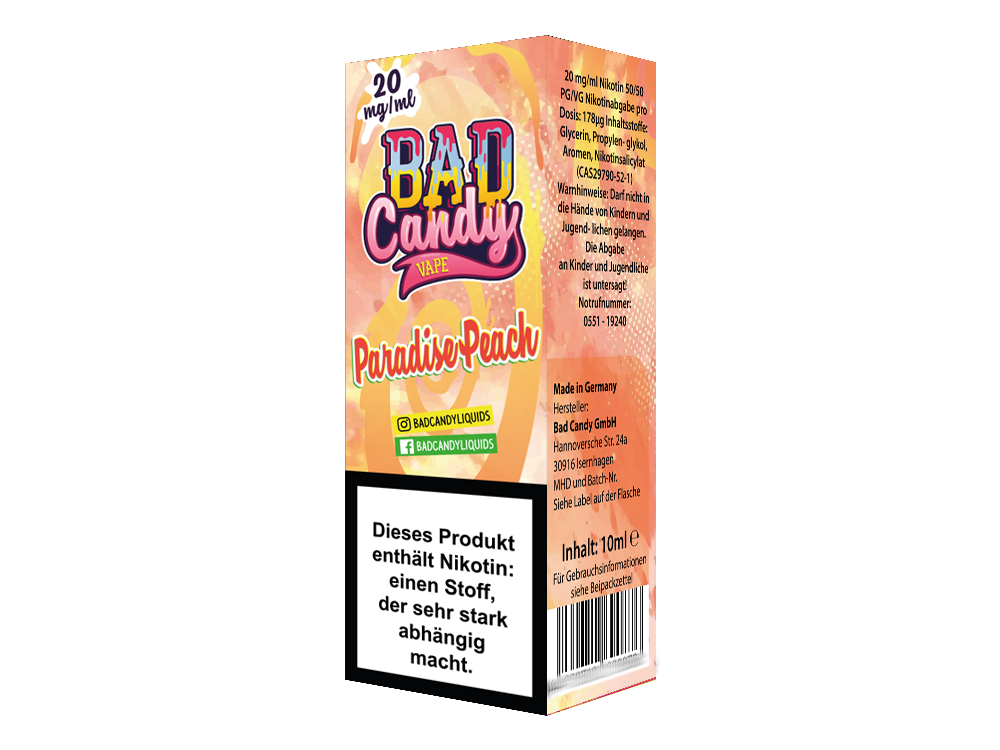 Bad Candy Liquids - Paradise Peach - Nikotinsalz Liquid 