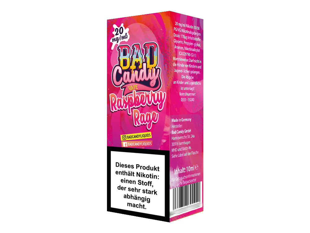 Bad Candy Liquids - Raspberry Rage - Nikotinsalz Liquid 